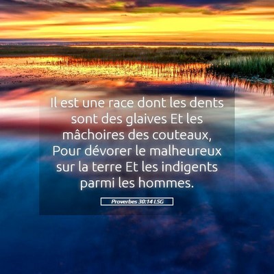 Picture 05 - Proverbes 30:14 LSG - Il est une race dont les dents sont des glaives - Bible Verse Picture