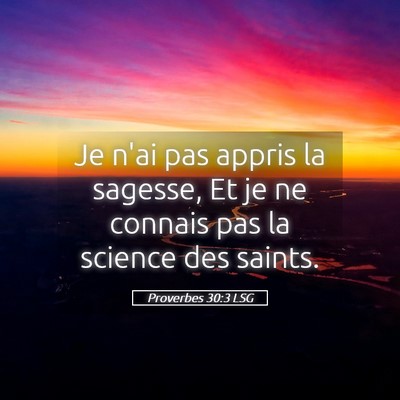 Picture 05 - Proverbes 30:3 LSG - Je n'ai pas appris la sagesse, Et je ne connais - Bible Verse Picture