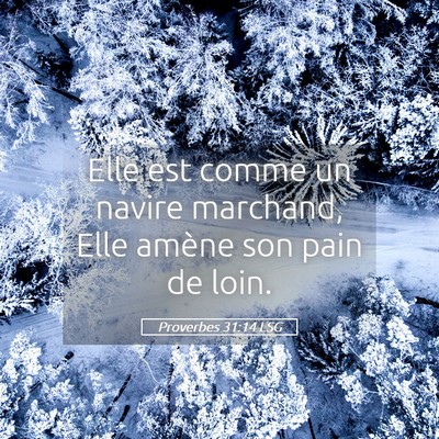 Picture 05 - Proverbes 31:14 LSG - Elle est comme un navire marchand, Elle amène - Bible Verse Picture