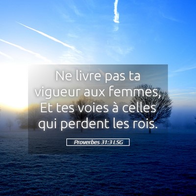 Picture 05 - Proverbes 31:3 LSG - Ne livre pas ta vigueur aux femmes, Et tes voies - Bible Verse Picture