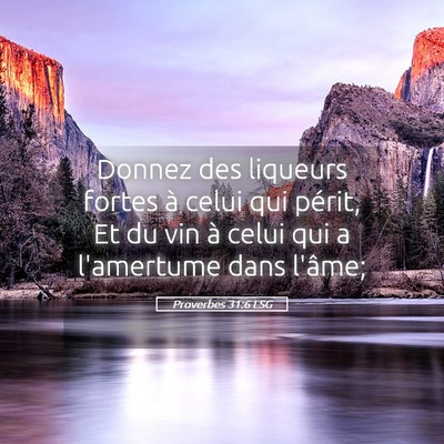 Picture 05 - Proverbes 31:6 LSG - Donnez des liqueurs fortes à celui qui périt, - Bible Verse Picture