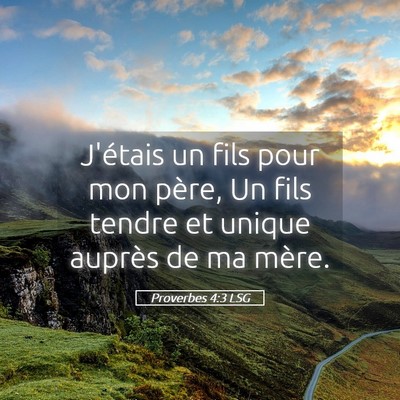 Picture 05 - Proverbes 4:3 LSG - J'étais un fils pour mon père, Un fils tendre - Bible Verse Picture