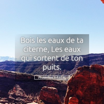 Picture 05 - Proverbes 5:15 LSG - Bois les eaux de ta citerne, Les eaux qui sortent - Bible Verse Picture