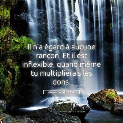Picture 05 - Proverbes 6:35 LSG - Il n'a égard à aucune rançon, Et il est - Bible Verse Picture