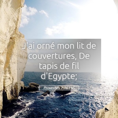 Picture 05 - Proverbes 7:16 LSG - J'ai orné mon lit de couvertures, De tapis de - Bible Verse Picture