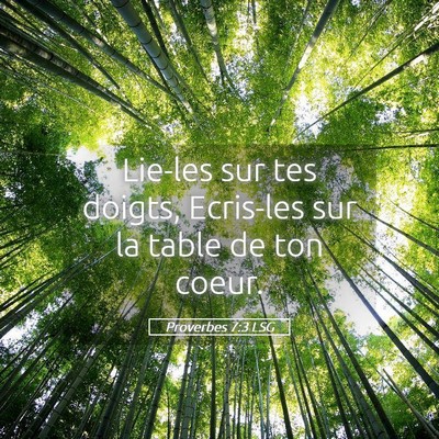 Picture 05 - Proverbes 7:3 LSG - Lie-les sur tes doigts, Ecris-les sur la table de - Bible Verse Picture