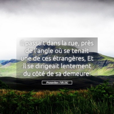 Picture 05 - Proverbes 7:8 LSG - Il passait dans la rue, près de l'angle où se - Bible Verse Picture