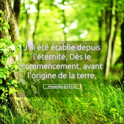 Picture 05 - Proverbes 8:23 LSG - J'ai été établie depuis l'éternité, Dès le - Bible Verse Picture