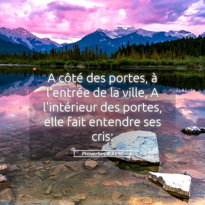 Picture 05 - Proverbes 8:3 LSG - A côté des portes, à l'entrée de la ville, A - Bible Verse Picture