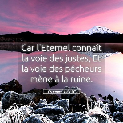 Picture 05 - Psaumes 1:6 LSG - Car l'Eternel connaît la voie des justes, Et la - Bible Verse Picture