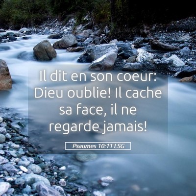 Picture 05 - Psaumes 10:11 LSG - Il dit en son coeur: Dieu oublie! Il cache sa - Bible Verse Picture