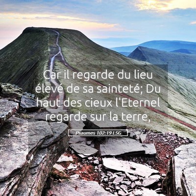 Picture 05 - Psaumes 102:19 LSG - Car il regarde du lieu élevé de sa sainteté; - Bible Verse Picture