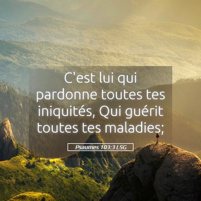 Picture 05 - Psaumes 103:3 LSG - C'est lui qui pardonne toutes tes iniquités, Qui - Bible Verse Picture