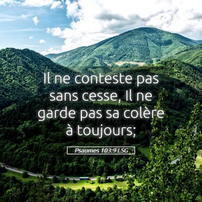 Picture 05 - Psaumes 103:9 LSG - Il ne conteste pas sans cesse, Il ne garde pas sa - Bible Verse Picture