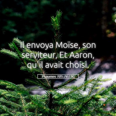 Picture 05 - Psaumes 105:26 LSG - Il envoya Moïse, son serviteur, Et Aaron, qu'il - Bible Verse Picture