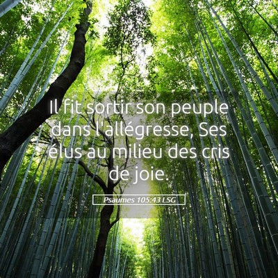 Picture 05 - Psaumes 105:43 LSG - Il fit sortir son peuple dans l'allégresse, Ses - Bible Verse Picture