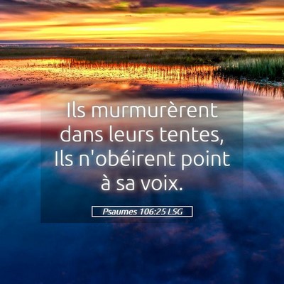 Picture 05 - Psaumes 106:25 LSG - Ils murmurèrent dans leurs tentes, Ils - Bible Verse Picture