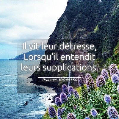 Picture 05 - Psaumes 106:44 LSG - Il vit leur détresse, Lorsqu'il entendit leurs - Bible Verse Picture