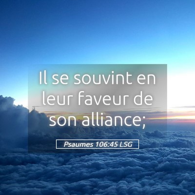 Picture 05 - Psaumes 106:45 LSG - Il se souvint en leur faveur de son - Bible Verse Picture