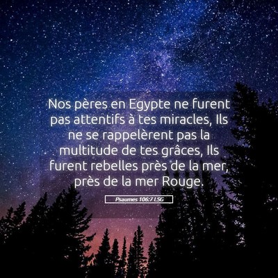 Picture 05 - Psaumes 106:7 LSG - Nos pères en Egypte ne furent pas attentifs à - Bible Verse Picture