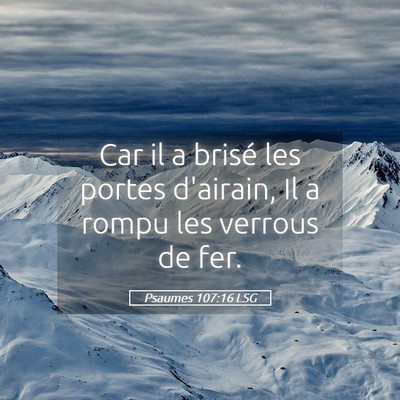 Picture 05 - Psaumes 107:16 LSG - Car il a brisé les portes d'airain, Il a rompu - Bible Verse Picture