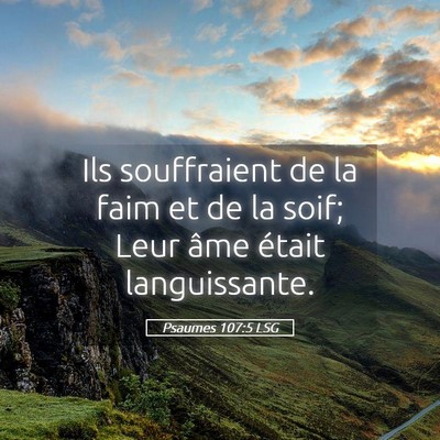Picture 05 - Psaumes 107:5 LSG - Ils souffraient de la faim et de la soif; Leur - Bible Verse Picture