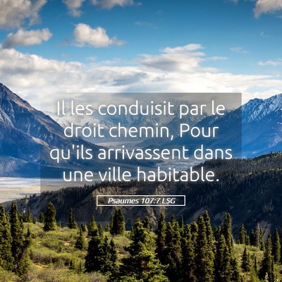 Picture 05 - Psaumes 107:7 LSG - Il les conduisit par le droit chemin, Pour qu'ils - Bible Verse Picture