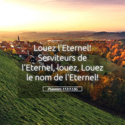 Picture 05 - Psaumes 113:1 LSG - Louez l'Eternel! Serviteurs de l'Eternel, louez, - Bible Verse Picture