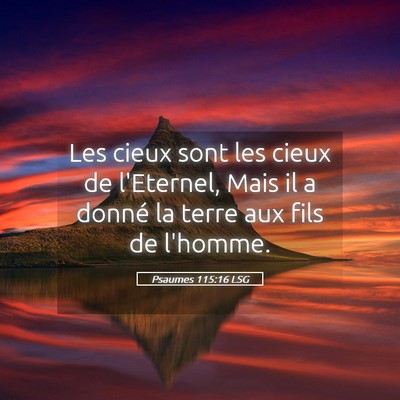 Picture 05 - Psaumes 115:16 LSG - Les cieux sont les cieux de l'Eternel, Mais il a - Bible Verse Picture