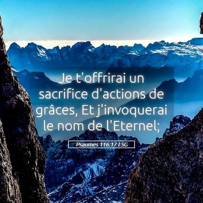 Picture 05 - Psaumes 116:17 LSG - Je t'offrirai un sacrifice d'actions de grâces, - Bible Verse Picture