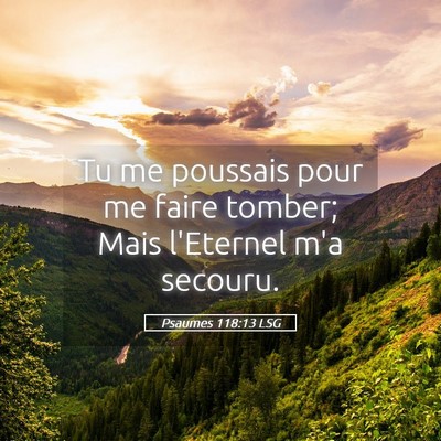 Picture 05 - Psaumes 118:13 LSG - Tu me poussais pour me faire tomber; Mais - Bible Verse Picture