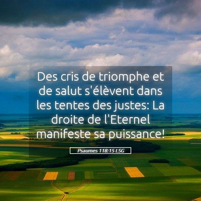 Picture 05 - Psaumes 118:15 LSG - Des cris de triomphe et de salut s'élèvent dans - Bible Verse Picture