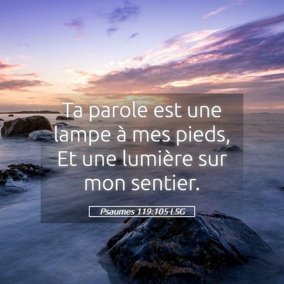Picture 05 - Psaumes 119:105 LSG - Ta parole est une lampe à mes pieds, Et une - Bible Verse Picture