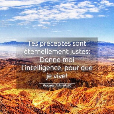 Picture 05 - Psaumes 119:144 LSG - Tes préceptes sont éternellement justes: - Bible Verse Picture
