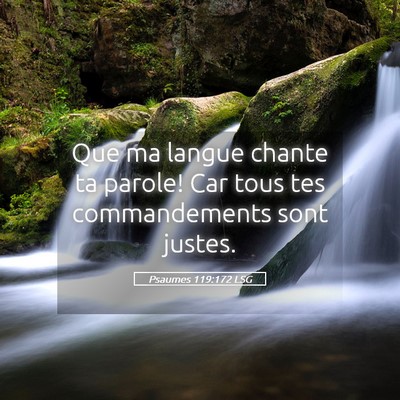 Picture 05 - Psaumes 119:172 LSG - Que ma langue chante ta parole! Car tous tes - Bible Verse Picture
