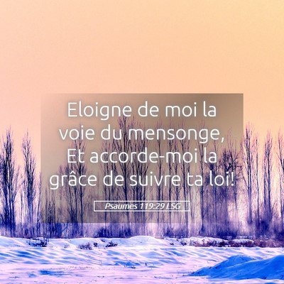 Picture 05 - Psaumes 119:29 LSG - Eloigne de moi la voie du mensonge, Et - Bible Verse Picture