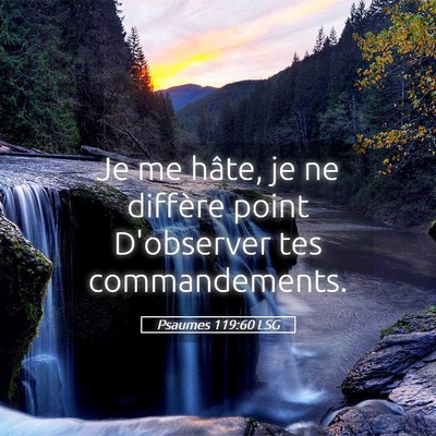 Picture 05 - Psaumes 119:60 LSG - Je me hâte, je ne diffère point D'observer tes - Bible Verse Picture