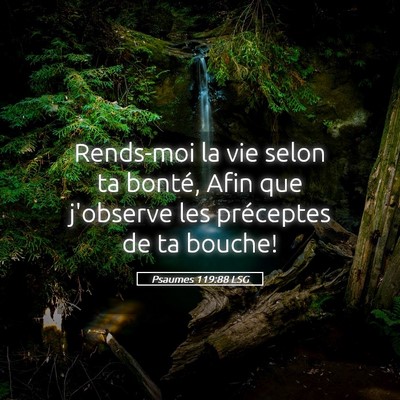 Picture 05 - Psaumes 119:88 LSG - Rends-moi la vie selon ta bonté, Afin que - Bible Verse Picture
