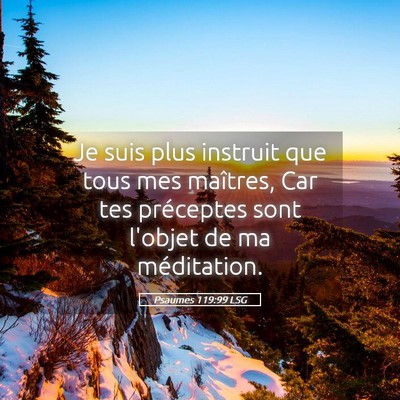 Picture 05 - Psaumes 119:99 LSG - Je suis plus instruit que tous mes maîtres, Car - Bible Verse Picture