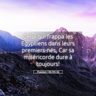 Picture 05 - Psaumes 136:10 LSG - Celui qui frappa les Egyptiens dans leurs - Bible Verse Picture