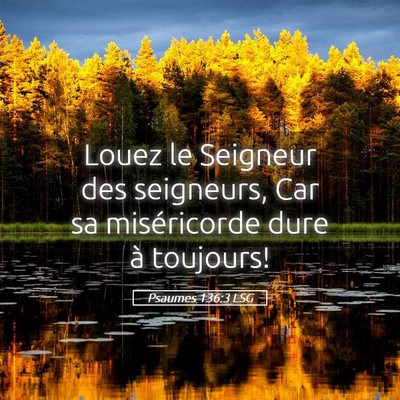 Picture 05 - Psaumes 136:3 LSG - Louez le Seigneur des seigneurs, Car sa - Bible Verse Picture