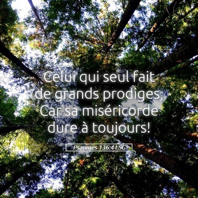 Picture 05 - Psaumes 136:4 LSG - Celui qui seul fait de grands prodiges, Car sa - Bible Verse Picture