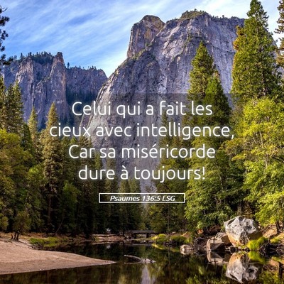 Picture 05 - Psaumes 136:5 LSG - Celui qui a fait les cieux avec intelligence, Car - Bible Verse Picture