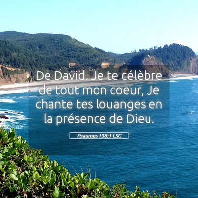 Picture 05 - Psaumes 138:1 LSG - De David. Je te célèbre de tout mon coeur, Je - Bible Verse Picture