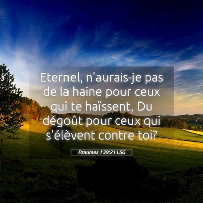 Picture 05 - Psaumes 139:21 LSG - Eternel, n'aurais-je pas de la haine pour ceux - Bible Verse Picture