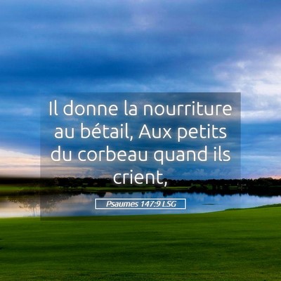 Picture 05 - Psaumes 147:9 LSG - Il donne la nourriture au bétail, Aux petits du - Bible Verse Picture