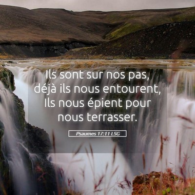 Picture 05 - Psaumes 17:11 LSG - Ils sont sur nos pas, déjà ils nous entourent, - Bible Verse Picture