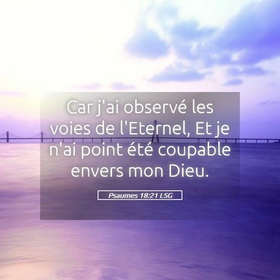 Picture 05 - Psaumes 18:21 LSG - Car j'ai observé les voies de l'Eternel, Et je - Bible Verse Picture
