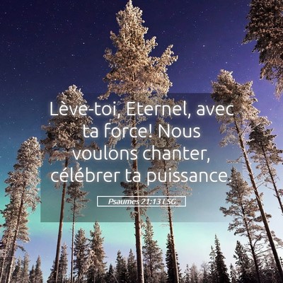 Picture 05 - Psaumes 21:13 LSG - Lève-toi, Eternel, avec ta force! Nous voulons - Bible Verse Picture