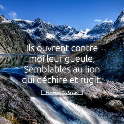 Picture 05 - Psaumes 22:13 LSG - Ils ouvrent contre moi leur gueule, Semblables au - Bible Verse Picture
